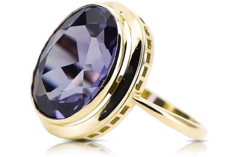 14K Жовте золото Олександрит Каблучка Вінтаж прикраси vrc285y